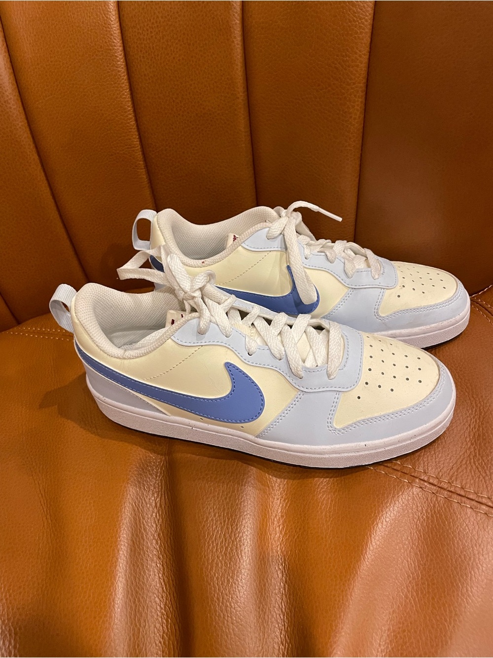 Nike court Borough Low-Top Sneakers in Light Blue & Cream with Blue Swoosh